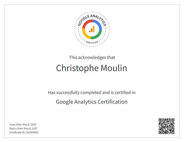Diplôme Google Analytics · Google