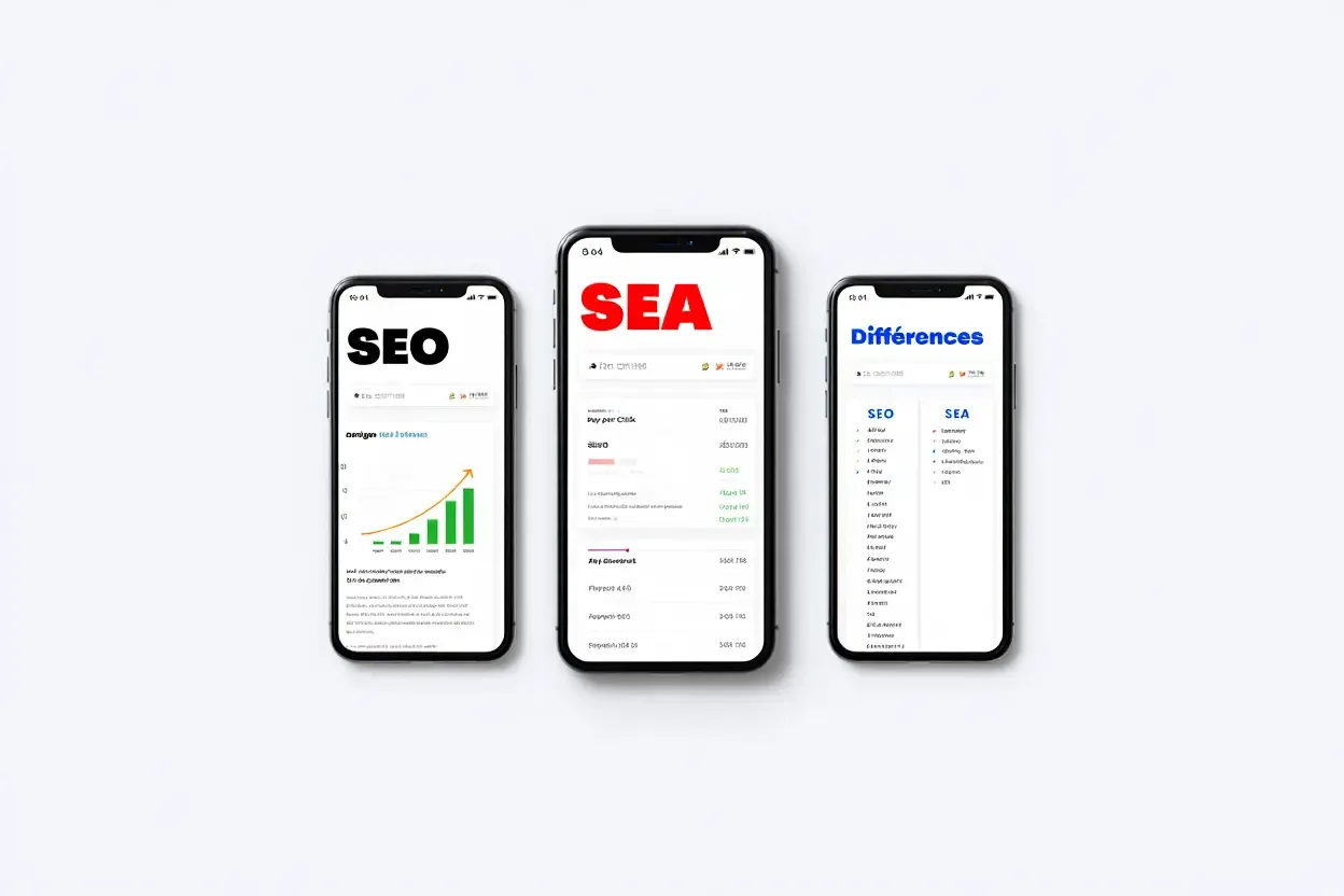 Tableau comparatif SEO et SEA pour visibilité en ligne