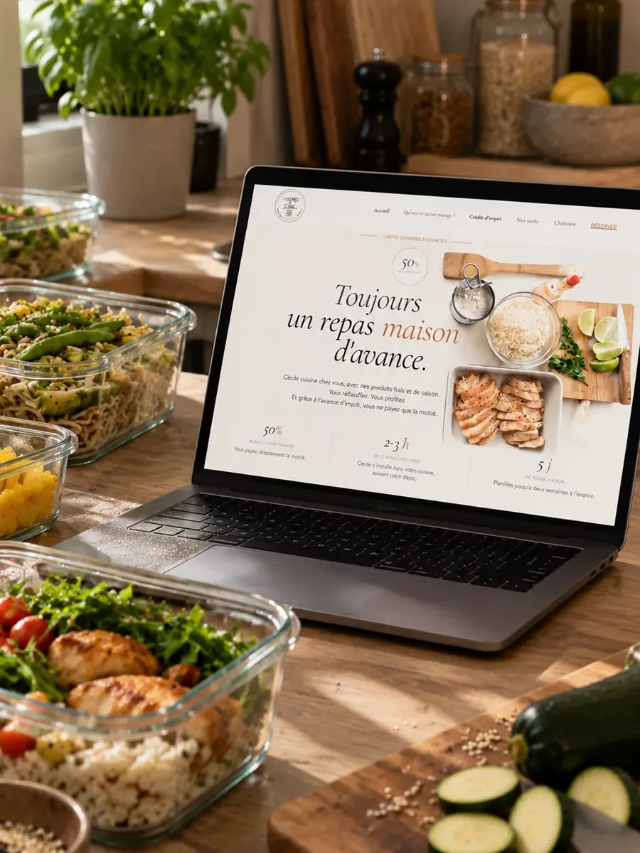 Site sur-mesure de batch cooking où chaque client choisit ses recettes du mois