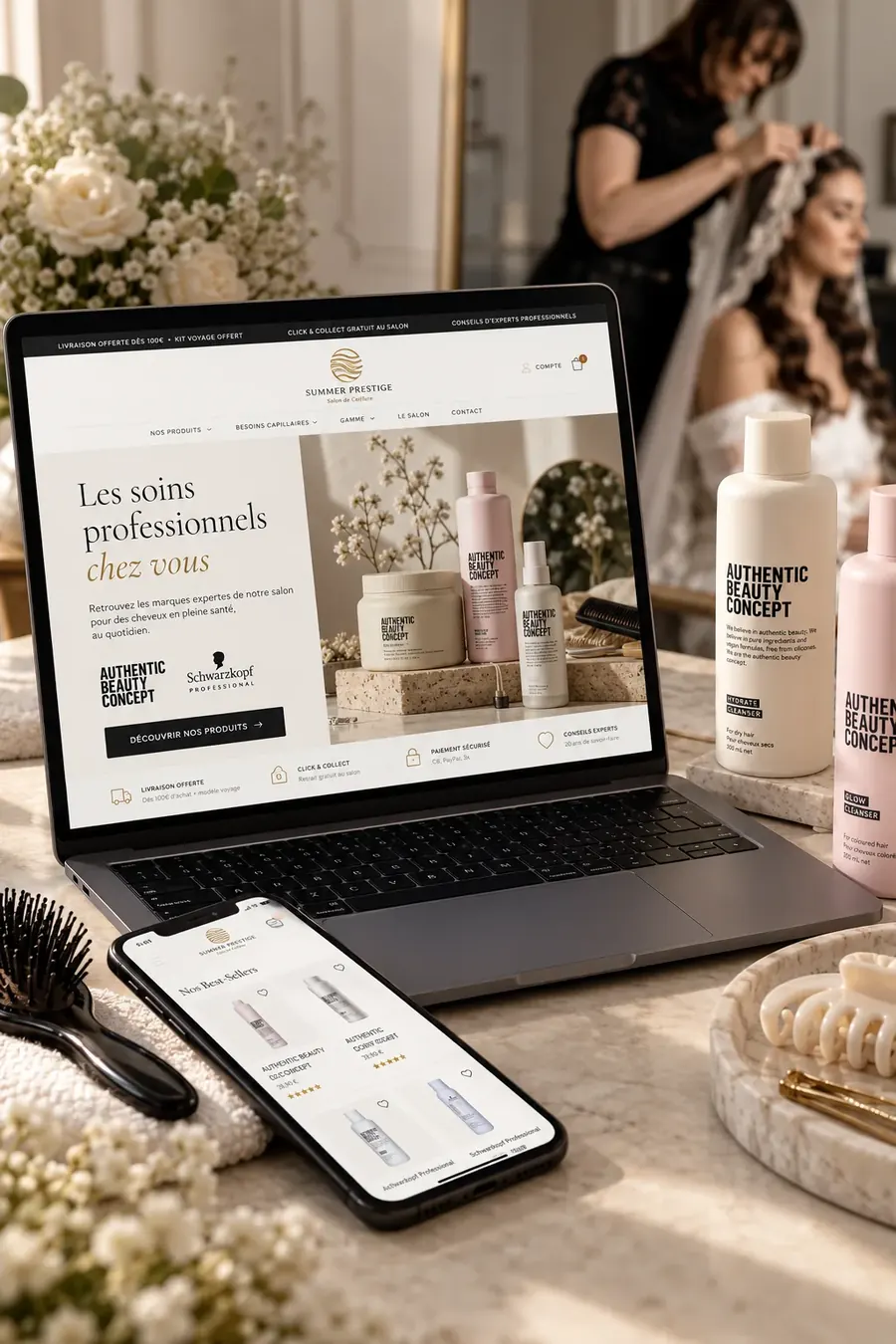 Boutique en ligne Summer Prestige sur ordinateur et sur téléphone