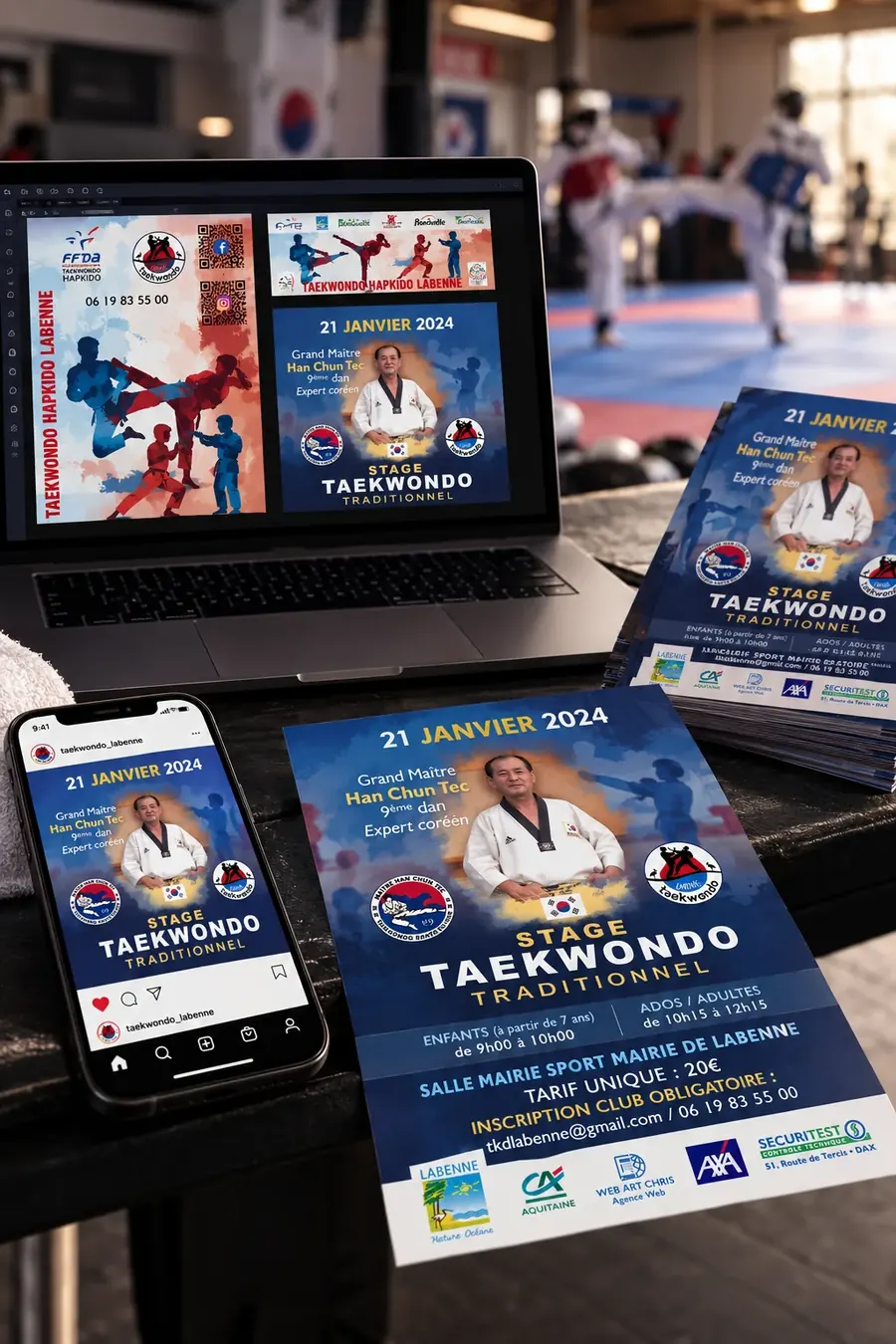 Flyer et publication Instagram du stage de taekwondo