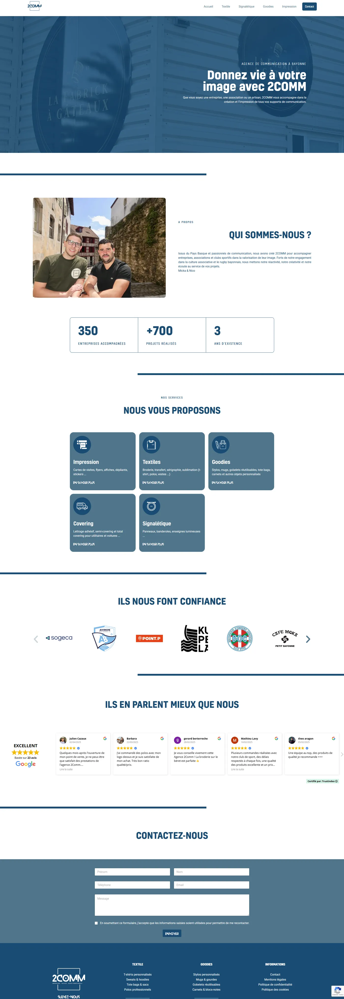 Page d'accueil du site 2COMM