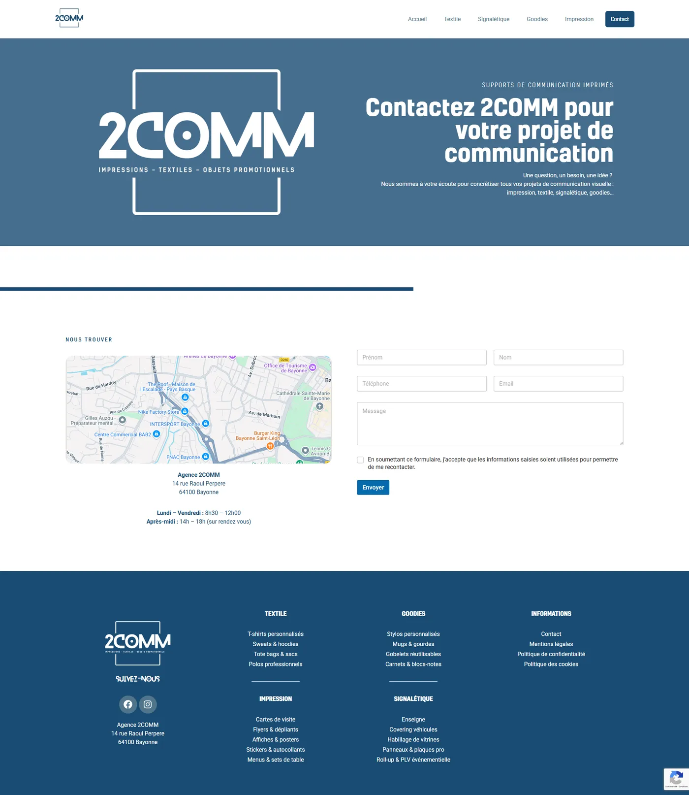 Formulaire de contact avec upload de fichiers du site 2COMM