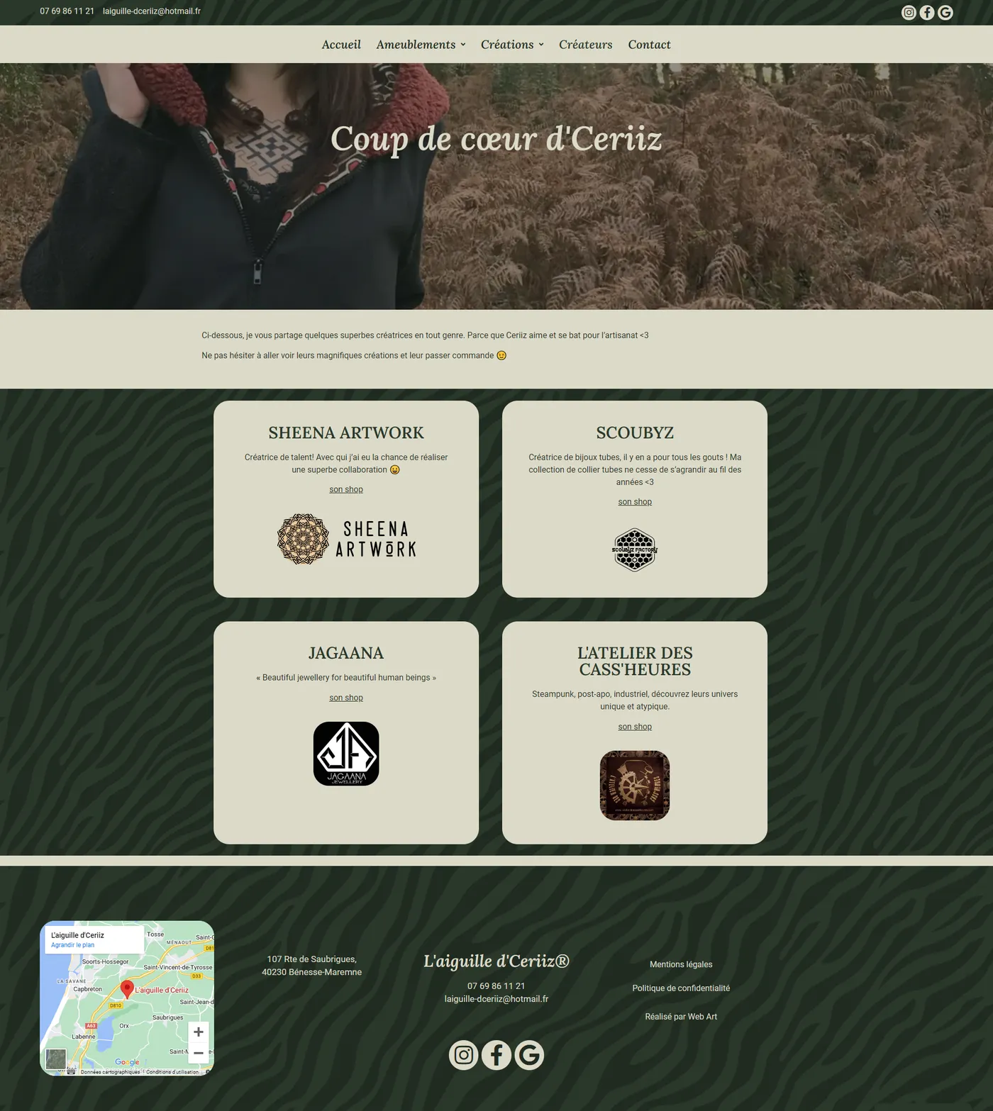 Page créateurs du site L'Aiguille d'Ceriiz