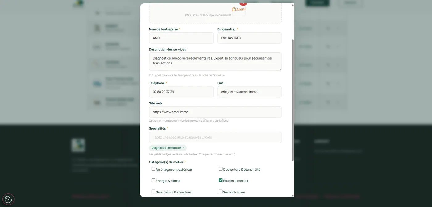 Édition de la fiche d'un membre depuis l'outil d'administration