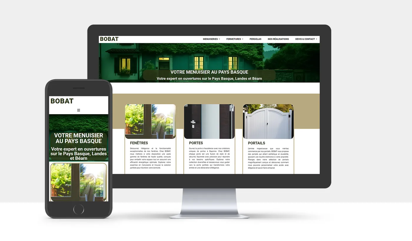 Page d'accueil du site BOBAT Fermetures