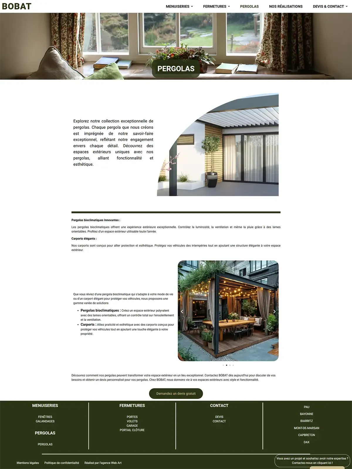 Présentation d'une pergola sur mesure signée BOBAT