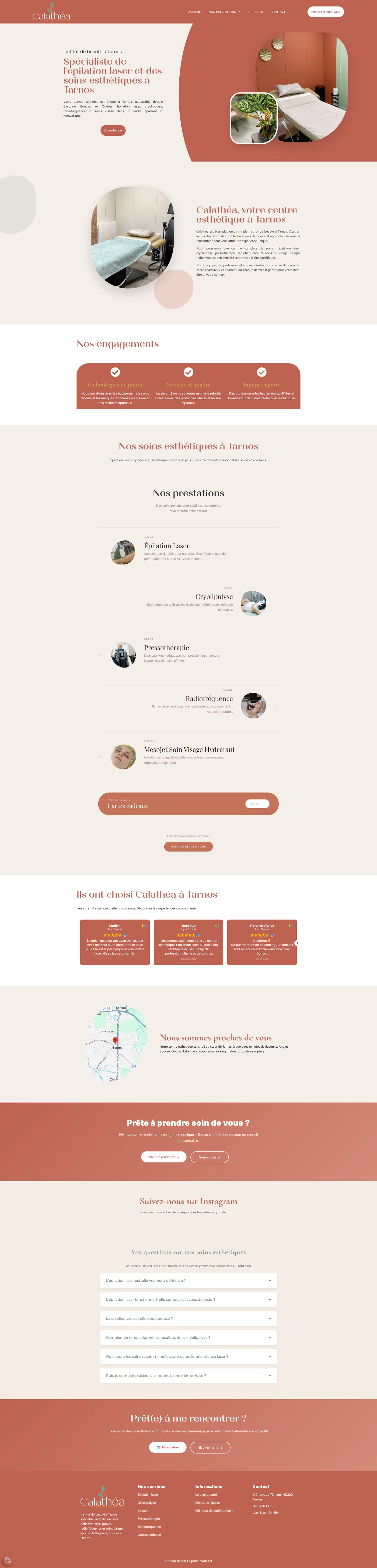 Page d'accueil complète du site Calathea