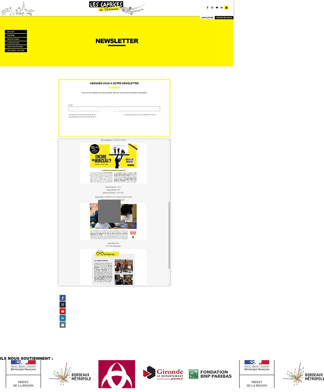 Problème d'affichage repéré sur le site avant intervention