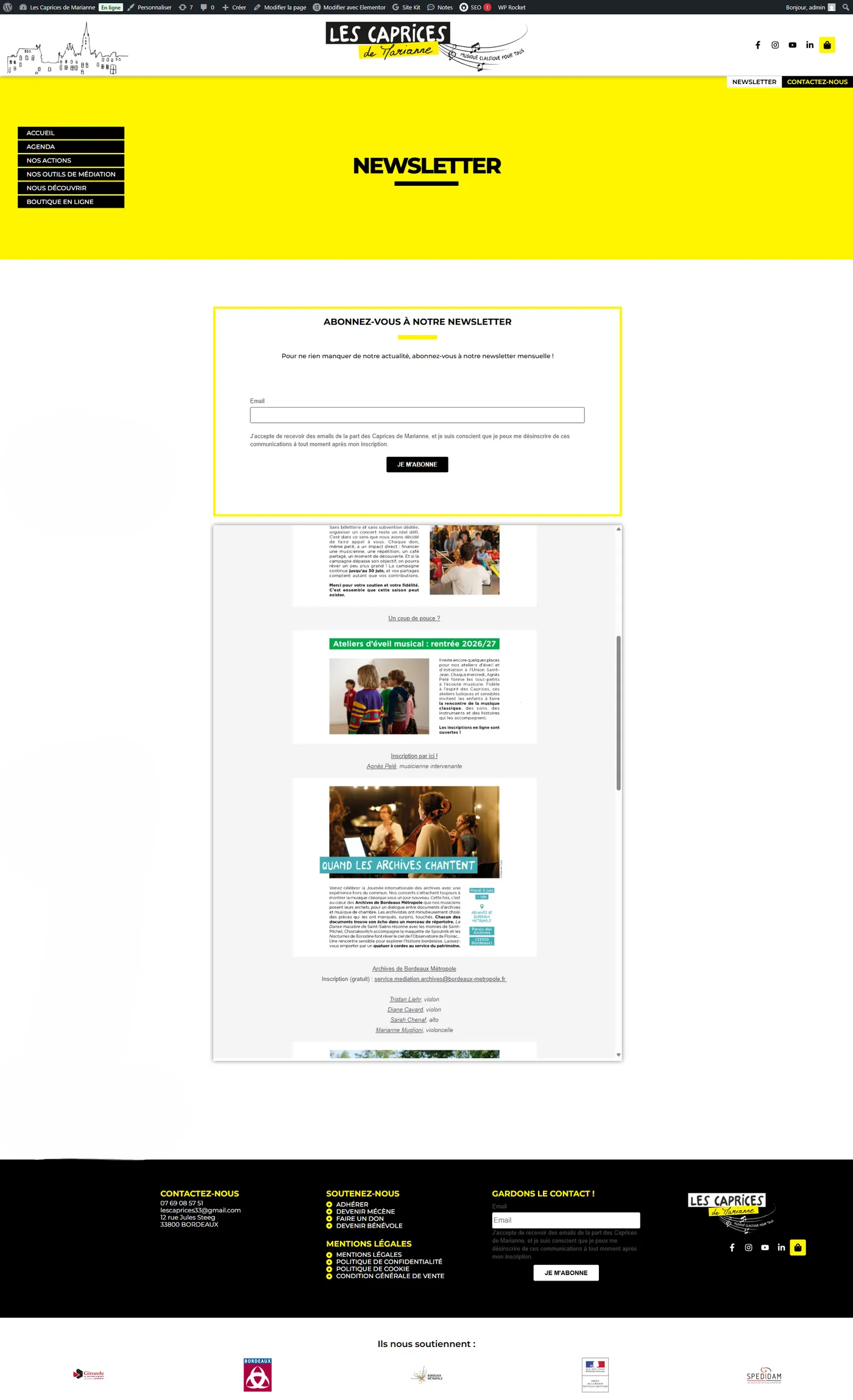 Le même écran après correction du bug d'affichage