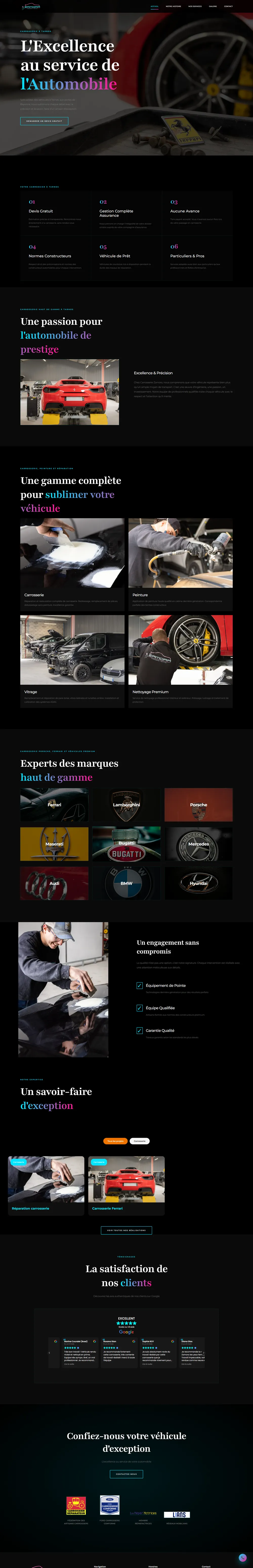 Page d'accueil du site Carrosserie Zamora