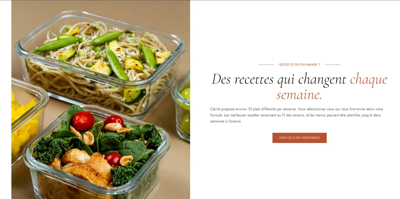 Le concept de cuisine à domicile présenté sur le site