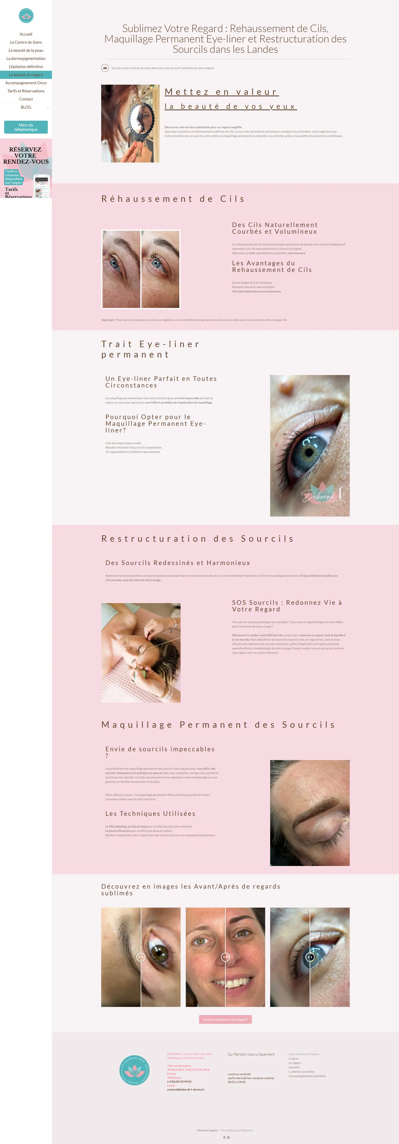 Ancienne page beauté du regard, avant refonte