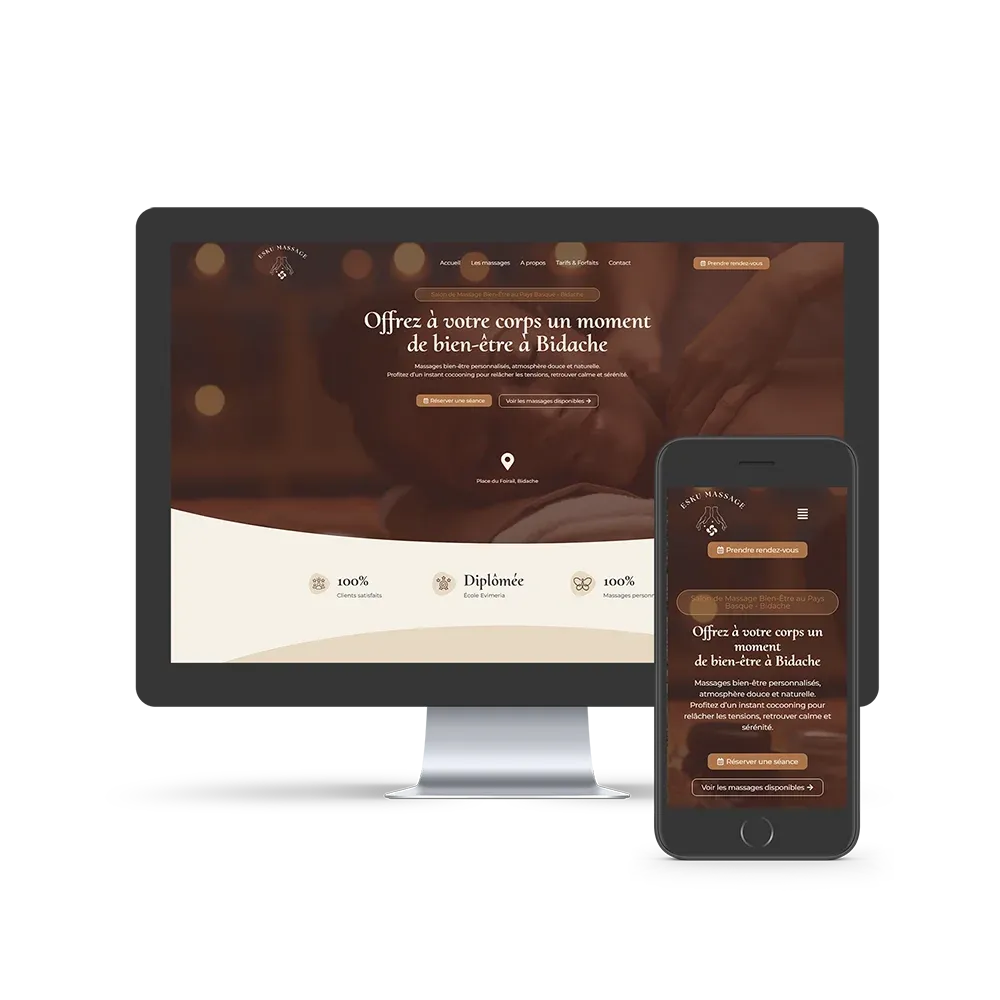 Aperçu du site du salon de massage ESKU