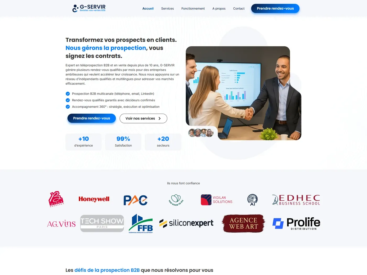 G Servir, Prospection commerciale · Refonte