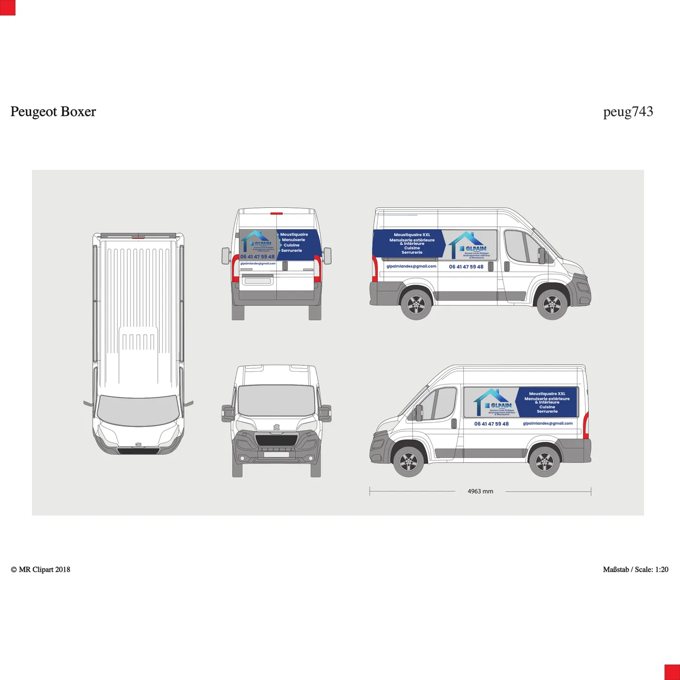 Habillage et flocage du camion de l'artisan menuisier GLPAIM