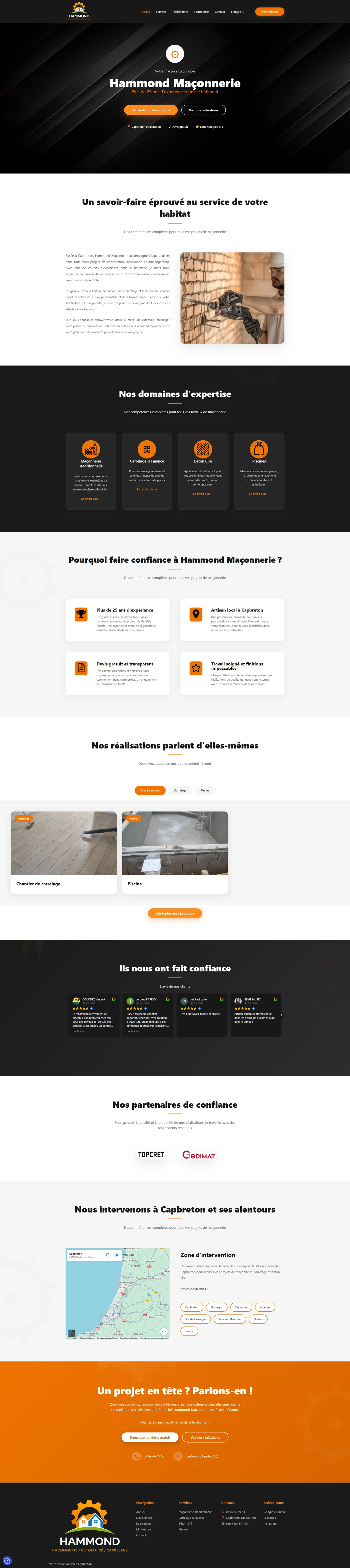 Page d'accueil complète du site