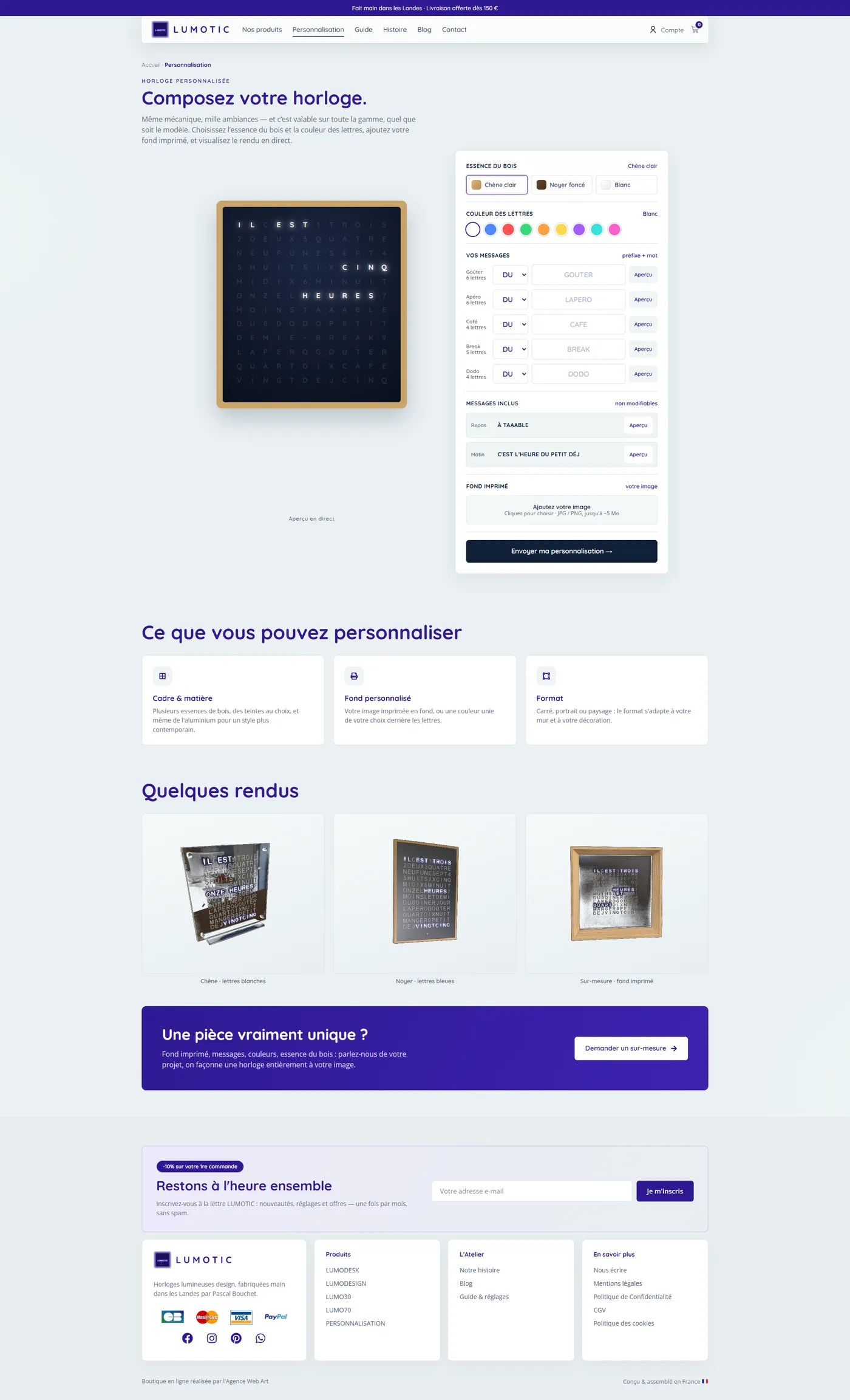 Configurateur pour composer son horloge personnalisée