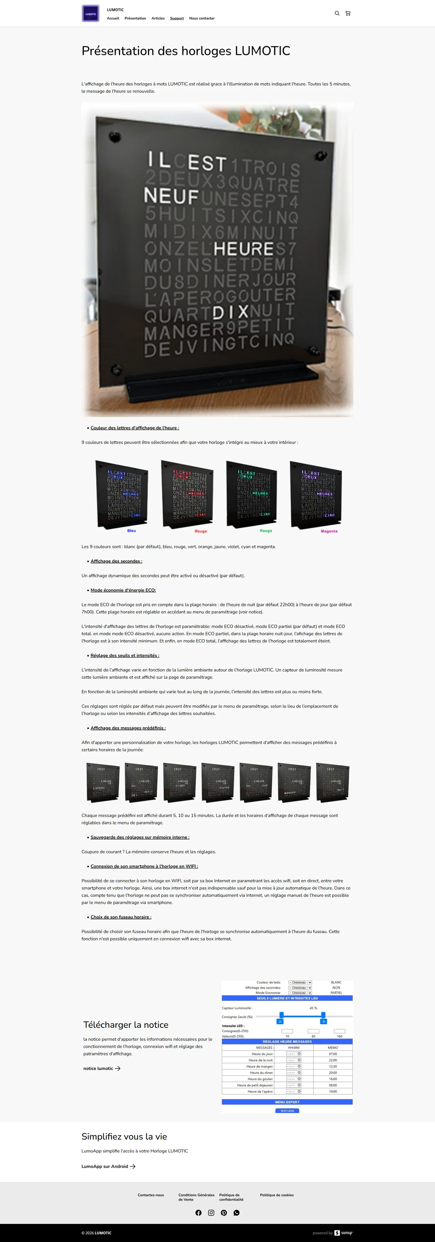 Ancienne page support Lumotic