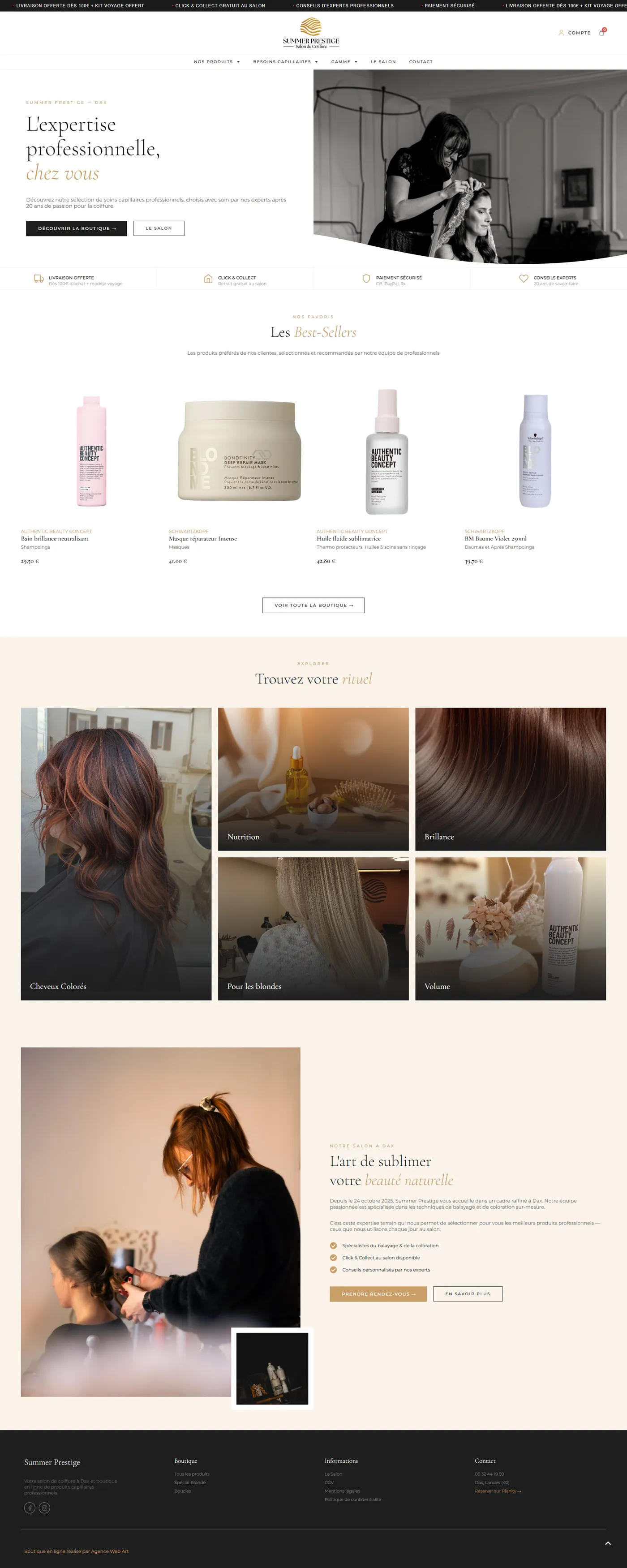 Page d'accueil de la boutique Summer Prestige