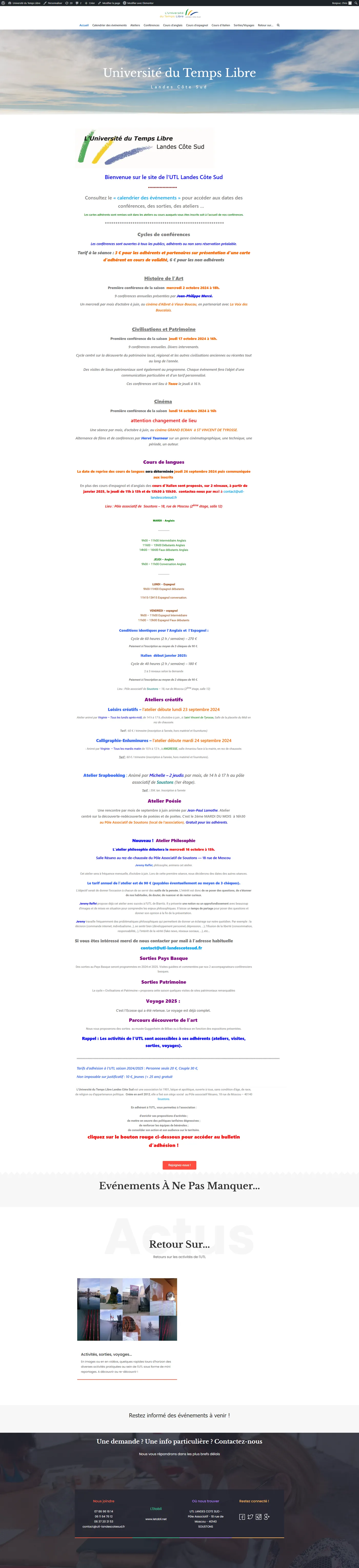 Ancienne page d'accueil déroulée en un seul bloc
