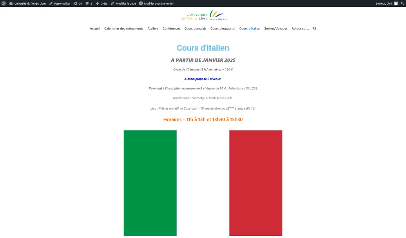 Ancien site : page des cours d'italien