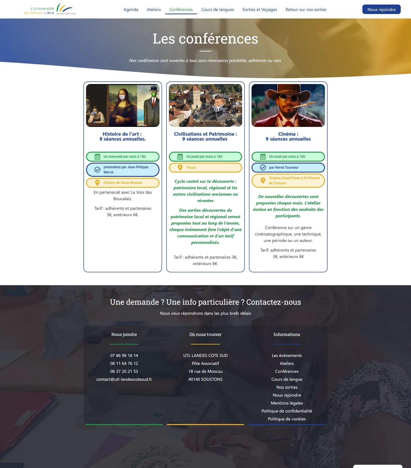 Agenda des conférences du nouveau site